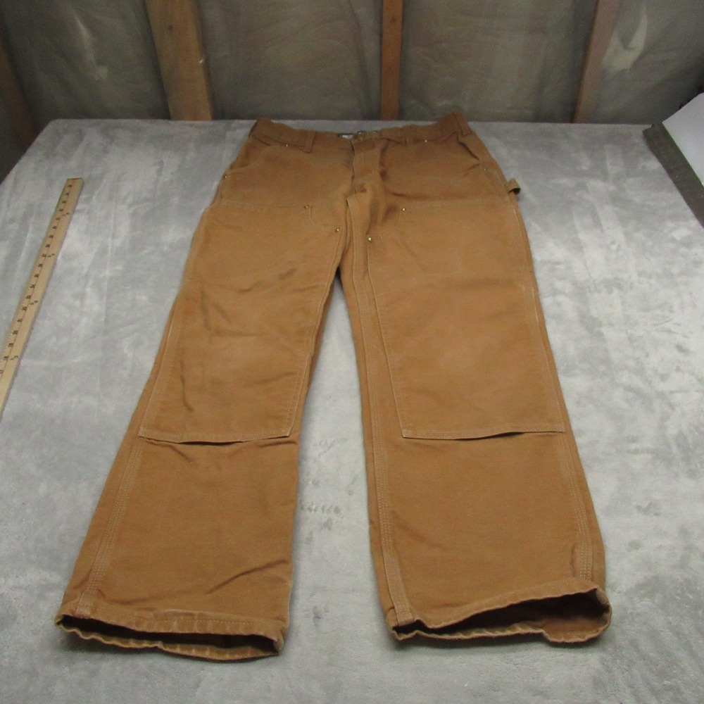 Carhartt Double Knee Pants Mens 33x29 Brown Duck Canvas Rugged Carpenter B01 USA